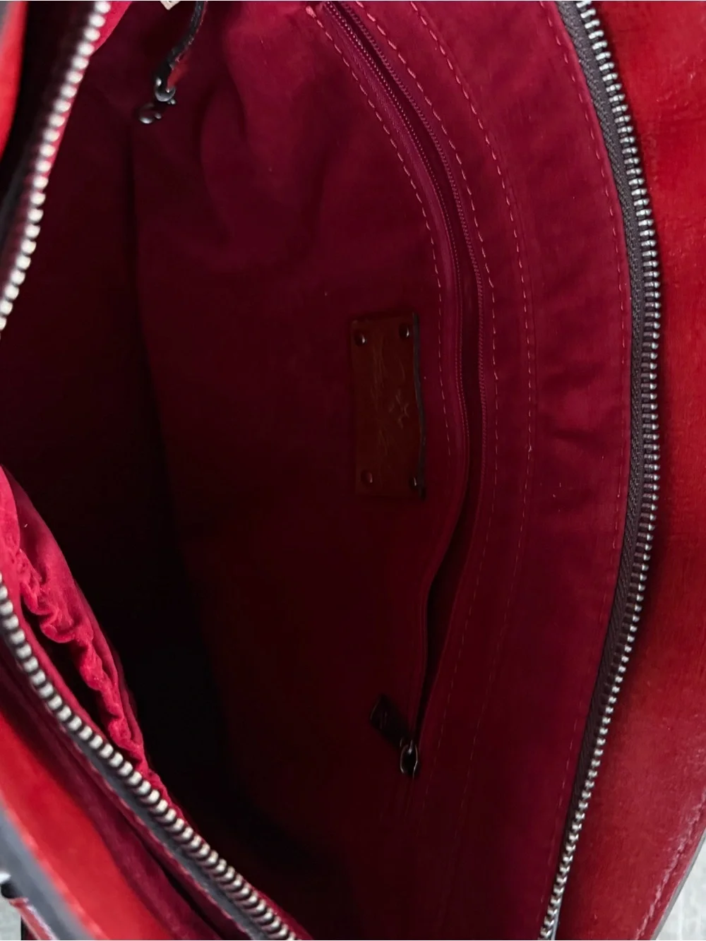 Patricia Nash Red Floral Tooled Full Grain Leather Satchel